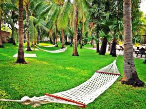 A garden outside Lotus Blanc Resort