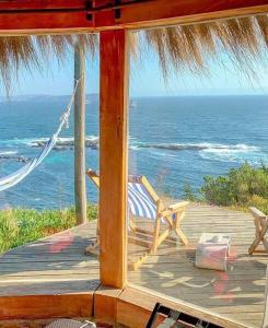 オルコンにあるClub El Teboの海の景色を望むポーチ(ハンモック付)
