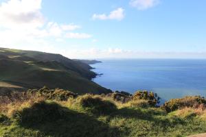 a view of the ocean from the side of a hill at The Olive Branch in Ilfracombe
