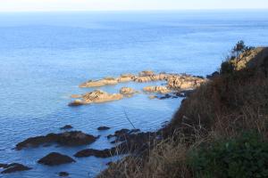 an island in the ocean with rocks in the water at The Olive Branch in Ilfracombe