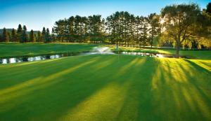 a view of a golf course with a green field at Bluegreen Vacations Christmas Mountain Village, an Ascend Resort in Wisconsin Dells