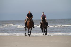 zwei Menschen reiten am Strand in der Unterkunft Key West 5 in Wangerooge