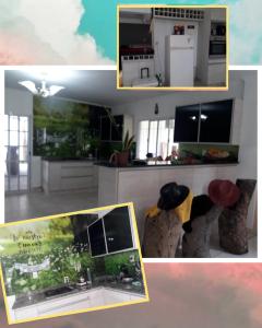 een collage van foto's van een keuken en een woonkamer bij Hostería La casa Bonita in Corrientes