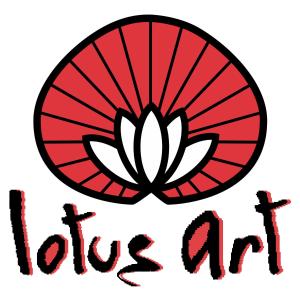 a drawing of a red fan with a white flower at Lotus Art Guesthouse in Pattaya South