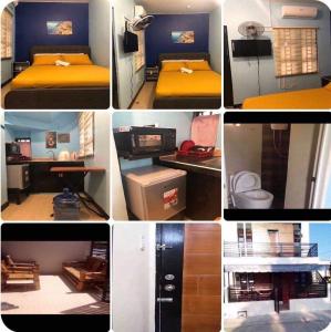 un collage de différentes photos d'une chambre dans l'établissement Lucena Meg's Studio Apmnt VIP rm-Near SM-Wifi, à Ilayang Dupay