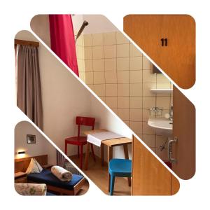 Pokój z schodami, łazienką i umywalką w obiekcie Hotel Val d`Arca w mieście Stampa