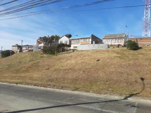 einen grasbewachsenen Hügel mit Häusern darüber in der Unterkunft Hostal Buenavista Patagonia in Punta Arenas