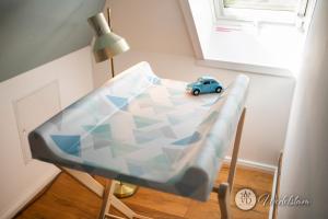 a small toy car sitting on a table in a room at Villa Dohna - Apartment Wedelstam in Leipzig +22 photos