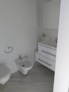 サン・ピエトロ・イン・ベヴァーニャにあるCasa Gretaの白いバスルーム(トイレ、シンク付)