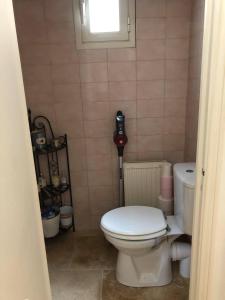 een kleine badkamer met een toilet en een raam bij Coquet T2 au coeur du village in Sartène