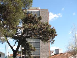 een hoog gebouw met een boom ervoor bij Reflejo de Mar in Villa Gesell