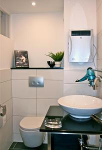 a bathroom with a sink and a toilet at Eifel REBEIGE Gerolstein in Kopp