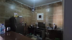 uma pequena cozinha com um frigorífico e um lavatório em IKEA Flats em Hurghada