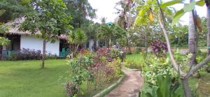 a garden in front of a house at Tedi Bungalow in Gili Islands