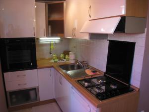 cocina con fregadero y fogones horno superior en Apartment Ella Mare, en Zadar