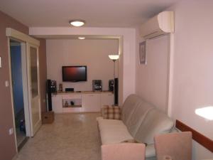 sala de estar con sofá y TV de pantalla plana en Apartment Ella Mare en Zadar