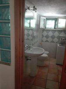 奧提奧洛港的住宿－Porto Ottiolu，一间带水槽和卫生间的浴室