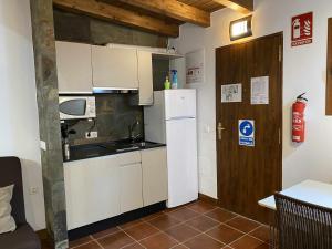 Kuchnia lub aneks kuchenny w obiekcie Estudio con jardincito privado barbacoa y piscina