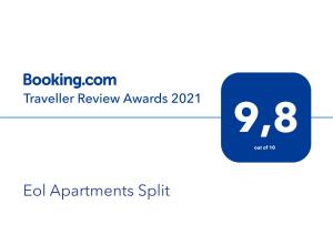 斯普利特的住宿－Eol Apartments Split，蓝色方形图,有数字