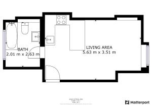 a floor plan of a small apartment with a living area at Contemporary Studio - minutes from Angel Tube St. in London