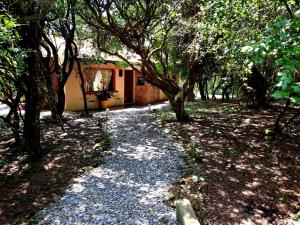 un camino en medio de un patio con árboles en La Escondida, en Villa Serrana