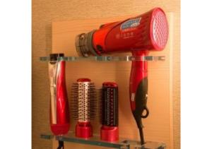 a shelf with a hairdryer and a hair dryer at Sakura Sky Hotel - Vacation STAY 18432v in Tokyo
