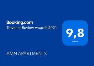 Certifikát, ocenenie alebo iný dokument vystavený v ubytovaní AMN APARTMENTS
