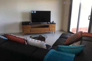 - un salon avec un canapé et une télévision dans l'établissement Villa Matilde Modern 2 Bedroom Apartment Close to Beach, à San Luis de Sabinillas