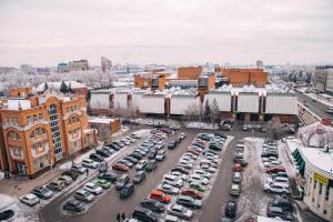 an aerial view of a parking lot in a city at Flagman in Omsk