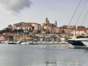 a bunch of boats are docked in a harbor at Casa Gazzano in Imperia