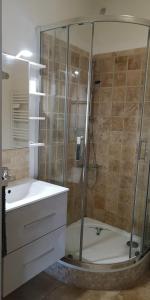 a bathroom with a shower and a sink at La Petite Seigneurette in Villeneuve-lès-Avignon
