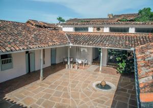 an aerial view of a house with a patio at La Nube Posada in Barichara