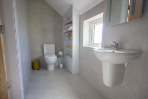 uma casa de banho com um lavatório e um WC em Holllie View em Enniskillen