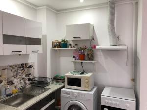 Ştefăneştii de JosDora High Life - North的厨房里有洗衣机和微波炉