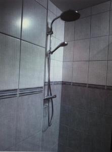 una ducha con cabezal de ducha en un baño en appartement dans maison indépendante100M2 avec vue exceptionnelle, en Bozel 15 fotos más