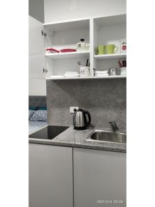 a kitchen counter with a tea kettle on a sink at Slatka Tajna in Banja Luka