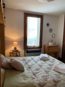 a bedroom with a large bed and a window at Tonale Sweet House in Passo del Tonale