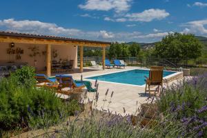 a villa with a swimming pool in a garden at Mediterranean Countryside Retreat in Brštanovo