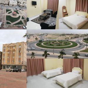 a collage of four pictures of a hotel room with a city at RED-20 - Tag Salalah in Salalah