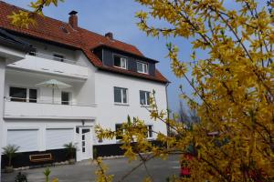 a white building with a red roof at Villa Luise in Hameln +13 photos