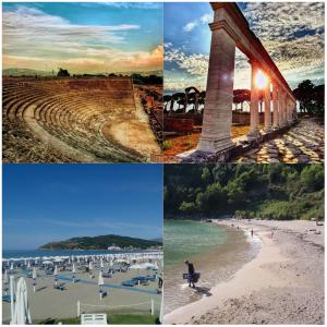 un collage de fotos de una playa y un puente en Casa delle bambole, en Scauri