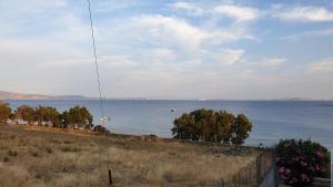 a view of a large body of water with boats at Galazio Kyma in Agios Ioannis