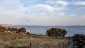 a view of a body of water with boats at Galazio Kyma in Agios Ioannis