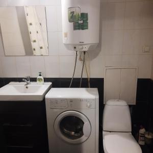 a bathroom with a washing machine and a sink at Apartment on Plekhanovskaya street 22 in Voronezh