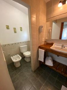 a bathroom with a toilet and a sink at Lo de la Omi in Villa General Belgrano