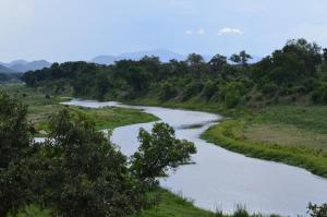een rivier in het midden van een veld bij Riverview Inn in Malelane