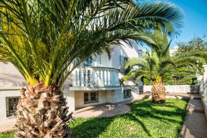 a house with two palm trees in front of it at Apartments Ori in Pula