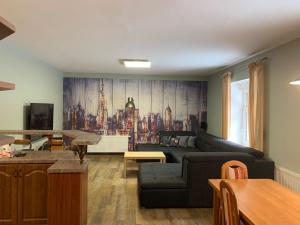 a living room with a couch and a table at Apartmán Jáchymov in Jáchymov