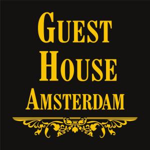a black and gold poster for a guest house in amersham at Guest House Amsterdam in Amsterdam