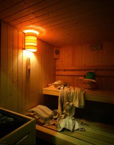 a room with a sauna with a light on at Meridiana Country Hotel in Calenzano